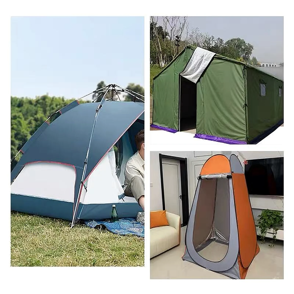 Zipper opening applications in outdoor tents