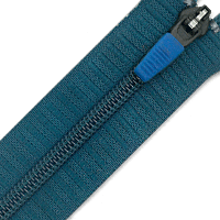 Blue zipper tape with a raised three-dimensional structure